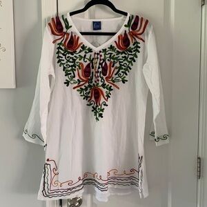 Shoe Shack Beach Cover embroidered size L white multicolored‎ beach vocation